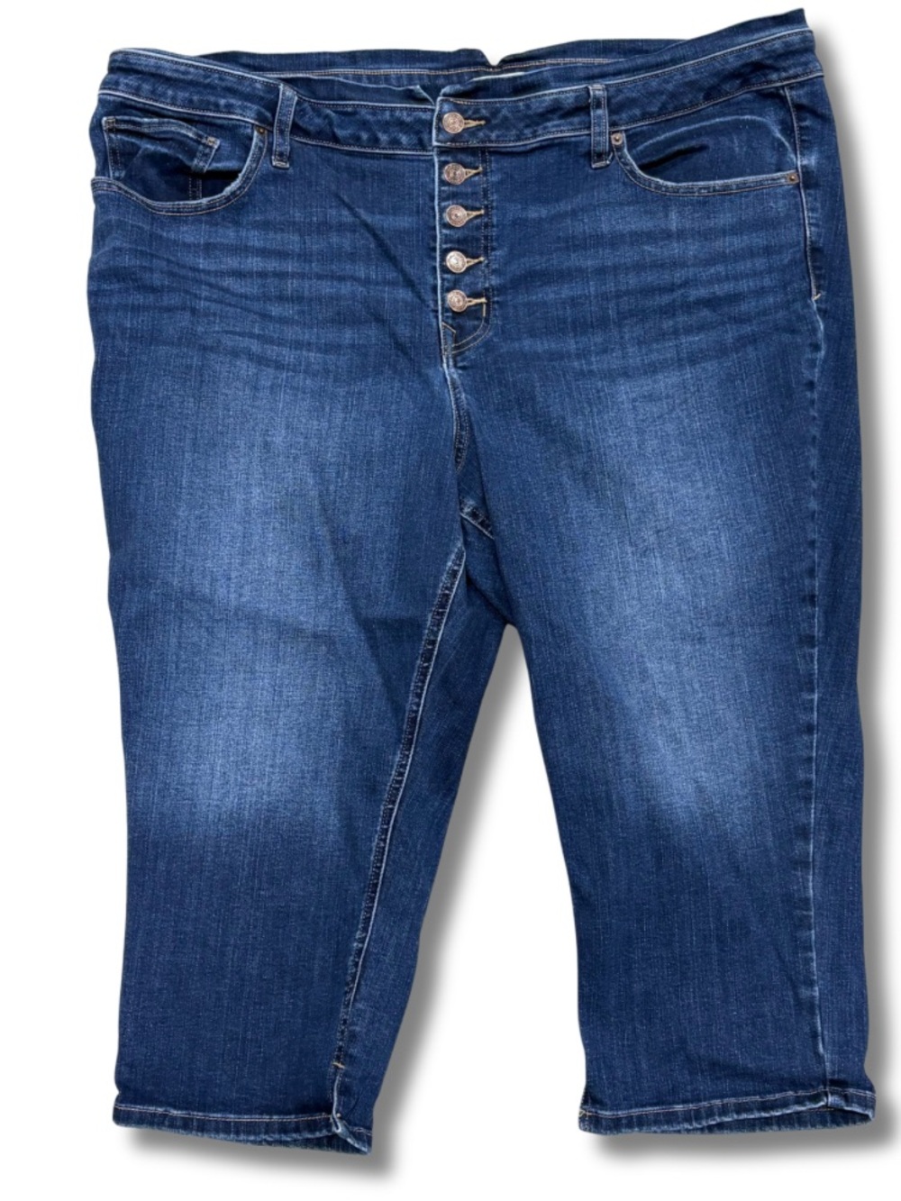 Maurices M Jeans 24W High Rise Button Fly Capri Denim Stretch Blue